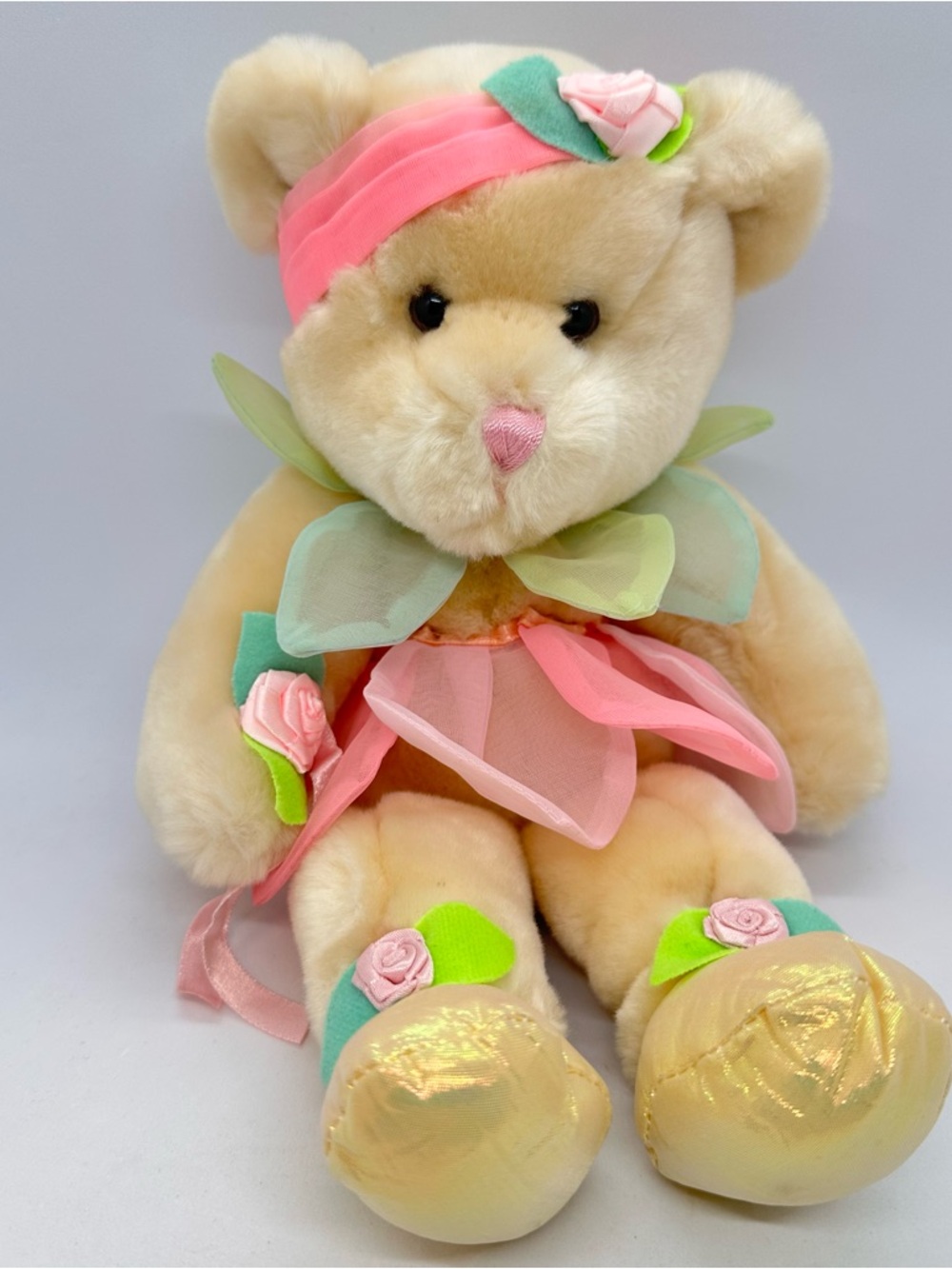 Vintage A & A Plush Inc. Teddy Bear Fairy Stuffed Animal Toy with Skirt & Collar